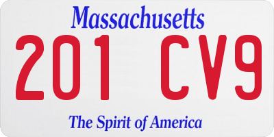 MA license plate 201CV9