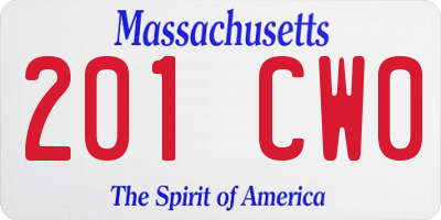 MA license plate 201CW0