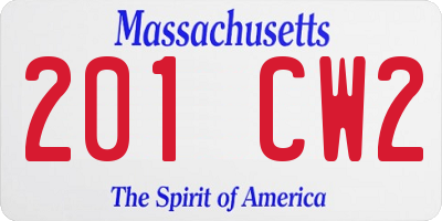 MA license plate 201CW2