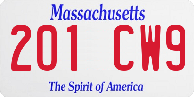 MA license plate 201CW9