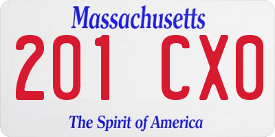 MA license plate 201CX0