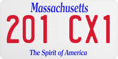 MA license plate 201CX1
