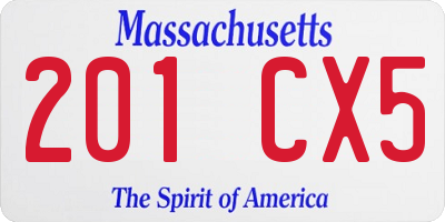 MA license plate 201CX5