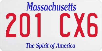 MA license plate 201CX6
