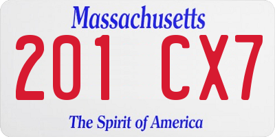 MA license plate 201CX7