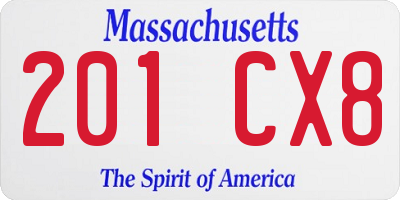 MA license plate 201CX8