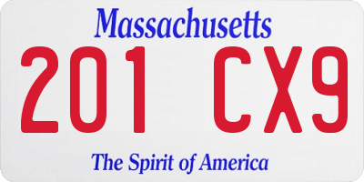 MA license plate 201CX9