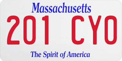 MA license plate 201CY0