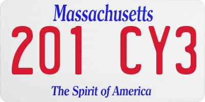 MA license plate 201CY3