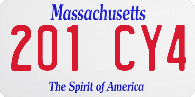 MA license plate 201CY4