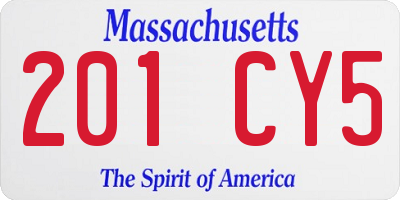 MA license plate 201CY5