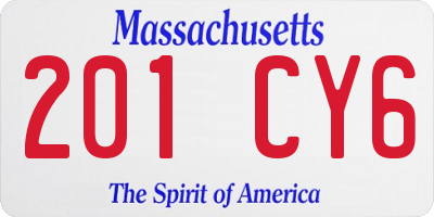 MA license plate 201CY6