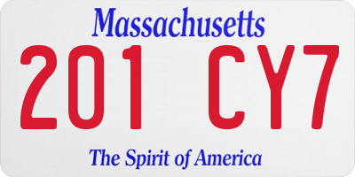 MA license plate 201CY7