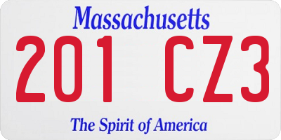 MA license plate 201CZ3