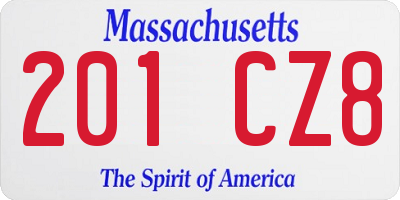 MA license plate 201CZ8