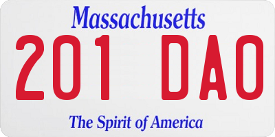 MA license plate 201DA0