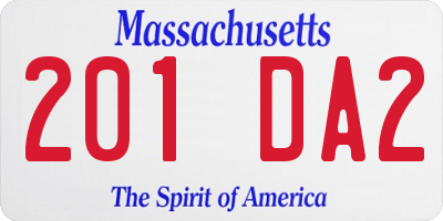 MA license plate 201DA2
