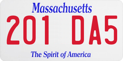 MA license plate 201DA5