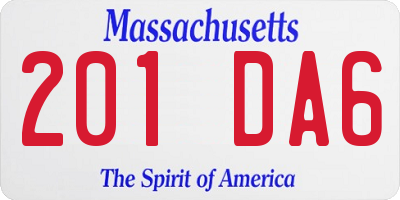 MA license plate 201DA6