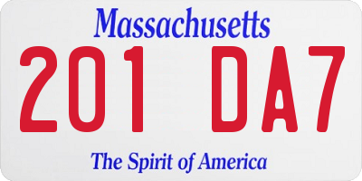 MA license plate 201DA7