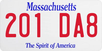 MA license plate 201DA8