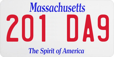 MA license plate 201DA9