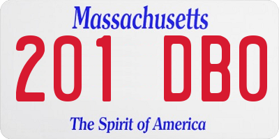 MA license plate 201DB0