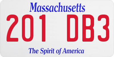 MA license plate 201DB3