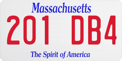 MA license plate 201DB4