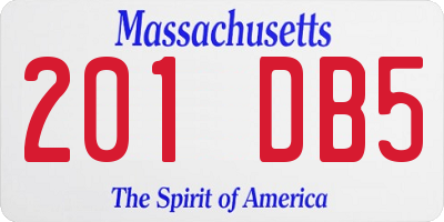 MA license plate 201DB5