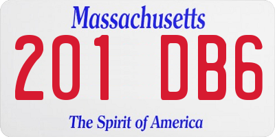 MA license plate 201DB6