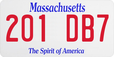 MA license plate 201DB7