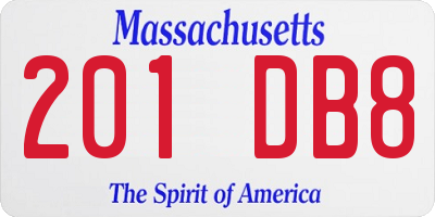 MA license plate 201DB8