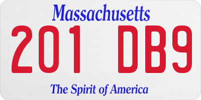 MA license plate 201DB9