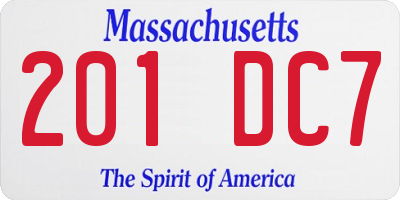 MA license plate 201DC7