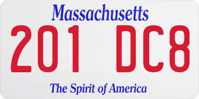 MA license plate 201DC8