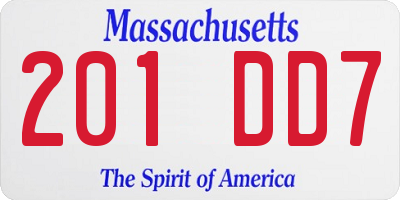 MA license plate 201DD7