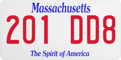 MA license plate 201DD8