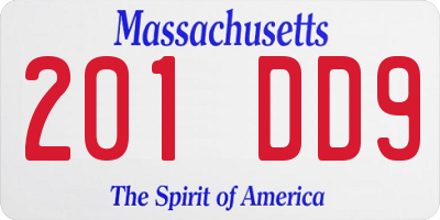 MA license plate 201DD9