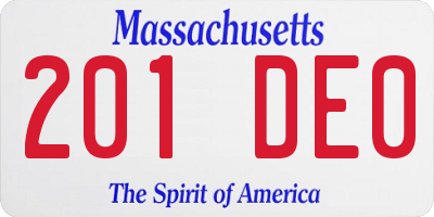 MA license plate 201DE0
