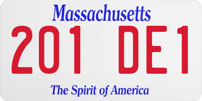 MA license plate 201DE1