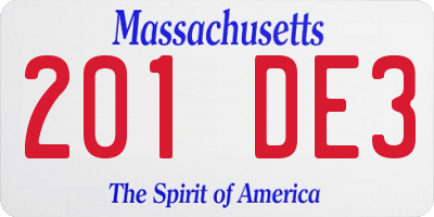 MA license plate 201DE3