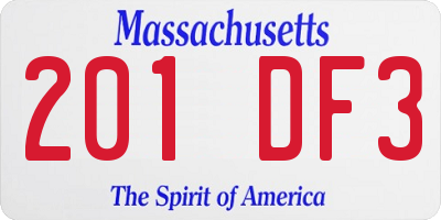 MA license plate 201DF3