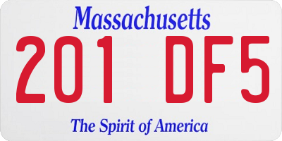 MA license plate 201DF5