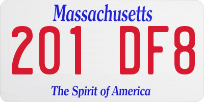 MA license plate 201DF8