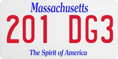 MA license plate 201DG3