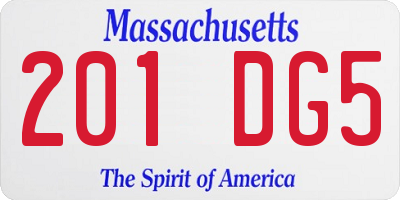 MA license plate 201DG5