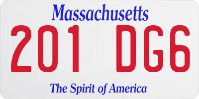 MA license plate 201DG6