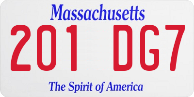MA license plate 201DG7