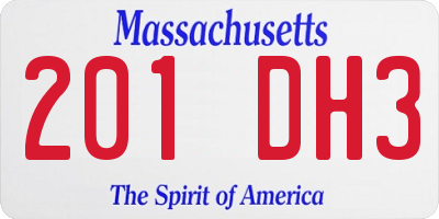 MA license plate 201DH3